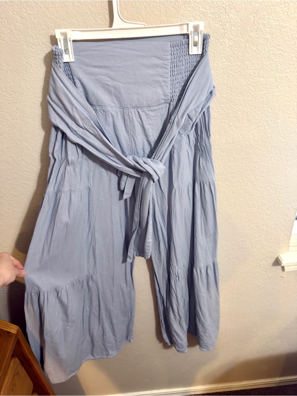 Women’s Light Blue Wide Leg Tie-Waist Pants